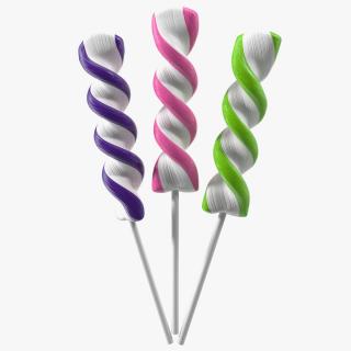 3D model Colorful Striped Lollipop on a Stick Set