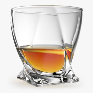 Twisted Rocks Glass With Whiskey 3D