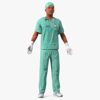 3D Male Surgeon Doctor Stained Blood Clothes