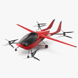 3D Personal Electric Aircraft Red Rigged for Maya