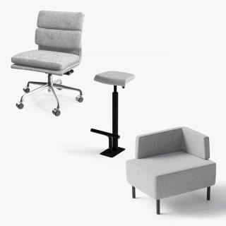 Office Chairs Grey Collection 3D model