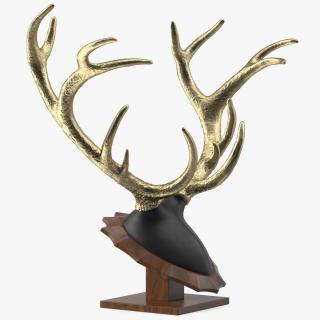 3D Stag Antlers on a Pedestal Gold Plated model