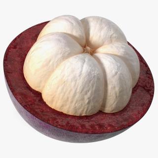 Ripe Half Peeled Purple Mangosteen 3D model