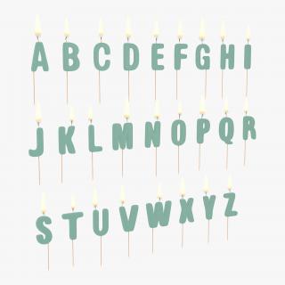 3D model Alphabet Birthday Candles Set with Flame