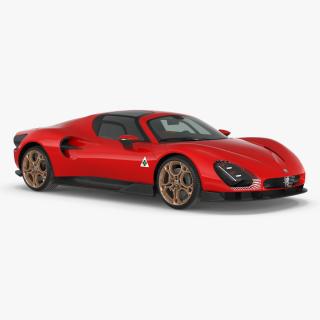 3D Supercar Alfa Romeo 33 Stradale Coupe Red 2 model