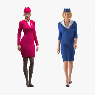 3D model Rigged Stewardesses Collection