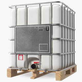 IBC Fluid Container 1000 Litre Wooden Pallet 3D model