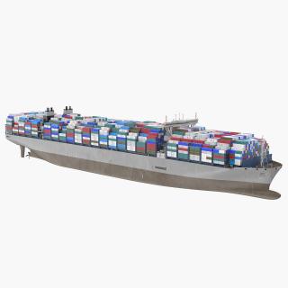 3D Container Ship Loaded