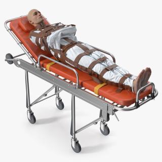 3D model Patient in Straitjacket on Hospital Stretcher