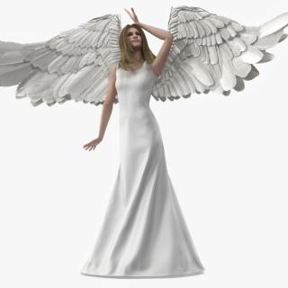 3D Blue Eyed Female Blonde Angel Rigged 2 model