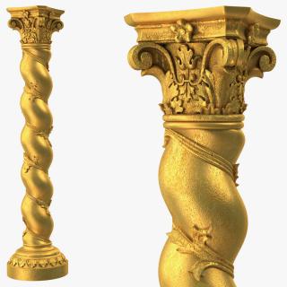 Baroque Twisted Column 3D