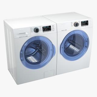 3D model Front Load Washing Machine and Dryer Samsung White