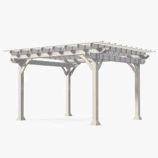 3D White Painted Wooden Pergola model