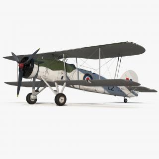 3D Biplane Torpedo Bomber Fairey Swordfish Rigged