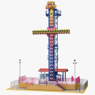 3D Sky Drop Amusement Park Equipment model