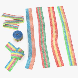 3D model Multicolor Gummy Licorice Belt Candy Set