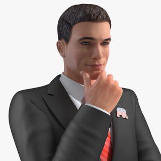 3D model Republican Man Thinking Pose with Republican Badge