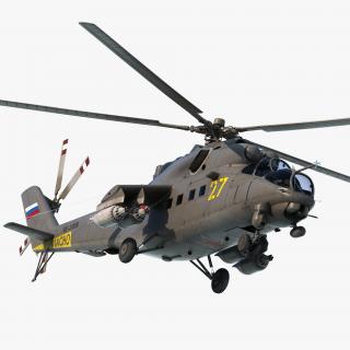 3D Russian Large Helicopter Gunship Mi-35M Hind Rigged