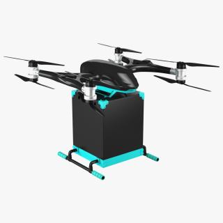 3D Quadcopter Drone with Delivery Package model