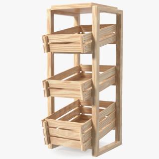 Wooden Vegetable Rack with Drawers 3D model