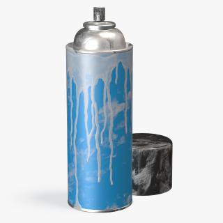 Used Cans of Spray Paint Blue 3D model