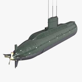 3D Military Semi Heavy Submarine Rigged