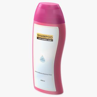 3D Shampoo Bottle Curved Shape Pink 400ml model