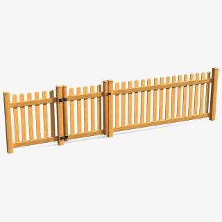 Wooden Picked Fence Section 3D