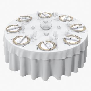 3D model Round Dining Served Table