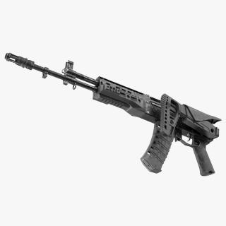 3D Worn Out Assault Rifle AK-12 Folded Stock