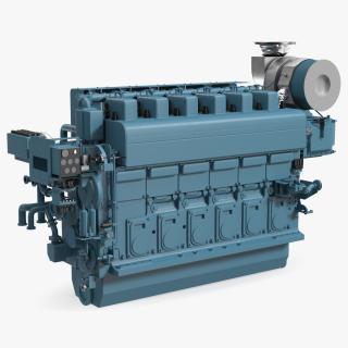 3D Marine Engine Blue model