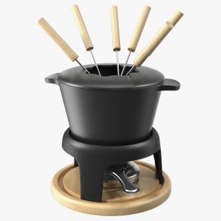 3D Cheese Fondue Set Black model