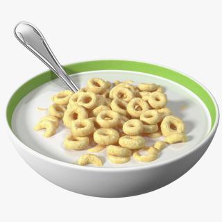 3D Oats Cereals Rings Breakfast with Milk model