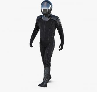 3D Sci-Fi Space Suit Black Walking Pose