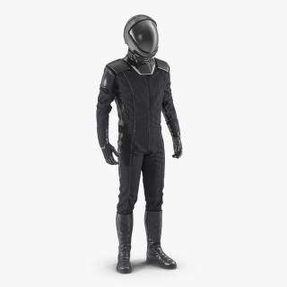 3D Sci Fi Astronaut Suit Black Standing Pose