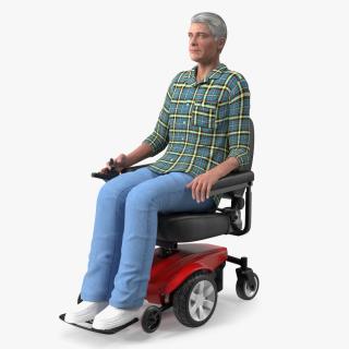 Elderly Man with Jazzy Select Wheelchair 2 3D