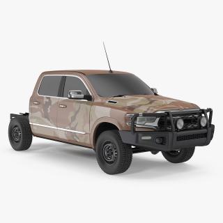 3D Crew Cab 4x4 Truck No Bed Simple Interior