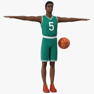 Light Skin Teenager Basketball Player T Pose 3D model