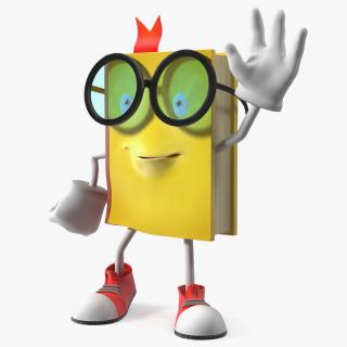 3D Yellow Book Character Waving Pose model