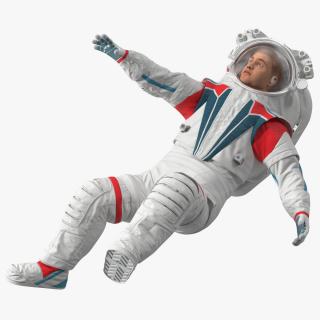 3D model Futuristic Spacesuit on Astronaut Falling Pose Fur