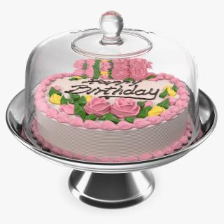 3D model Cake Stand Metal with Birthday Cake