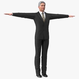 Asian Older Man Formal Wear T-Pose 3D model