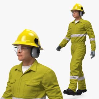 3D Gas Worker Fully Equipped Walking Pose model