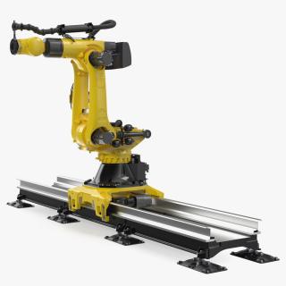 Robotic Arm Yellow on Rails 3D