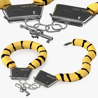 Unfastened Steel Tiger Handcuffs 3D