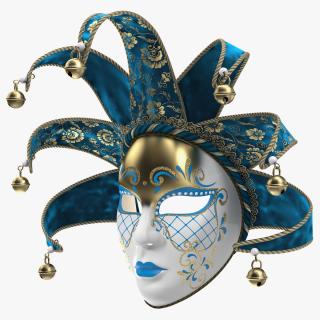 Blue Venetian Full Face Carnival Mask 3D