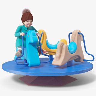 Toddler Girl on Carousel 3D model