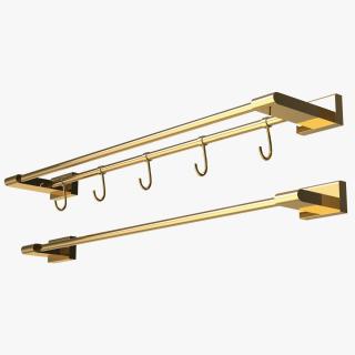 Double Towel Rack Gold 3D