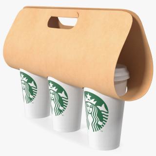 3D Kraft Paper Holder with Three Coffee Cups