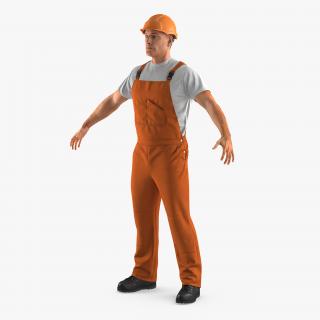 3D model Worker In Orange Overalls